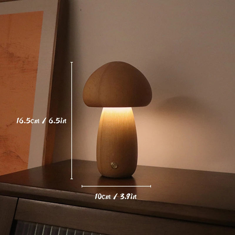 Mushroom Glow Lamp-Wood Touch Night Light