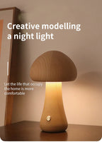Mushroom Glow Lamp-Wood Touch Night Light