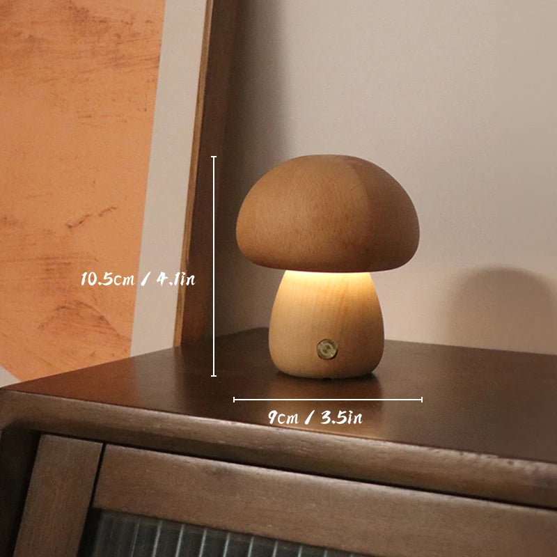 Mushroom Glow Lamp-Wood Touch Night Light
