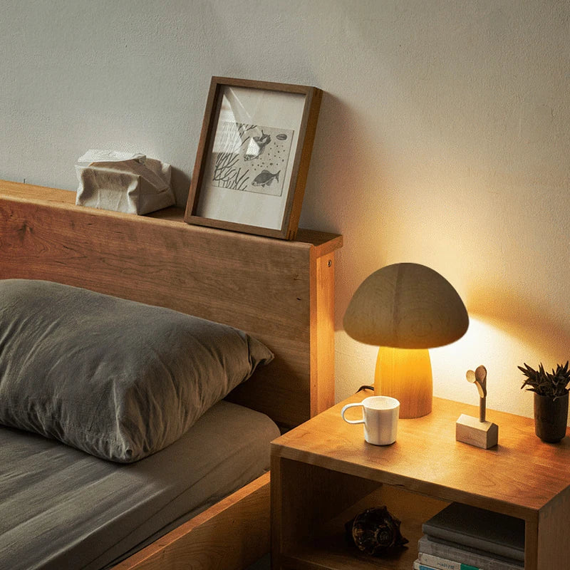 Mushroom Glow Lamp-Wood Touch Night Light